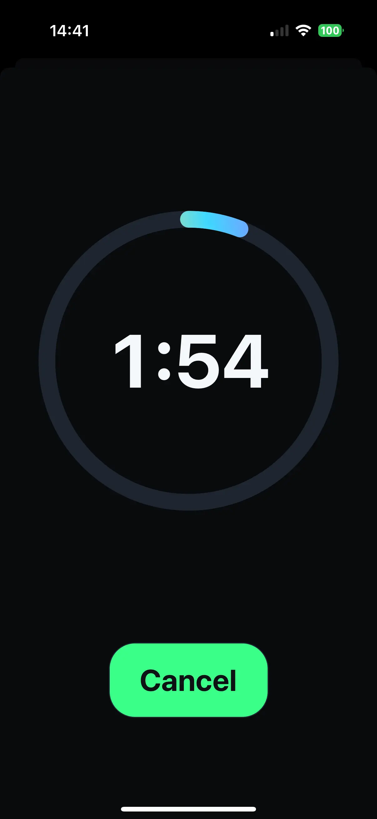 Meditation Mastery timer view showing current level and minutes.